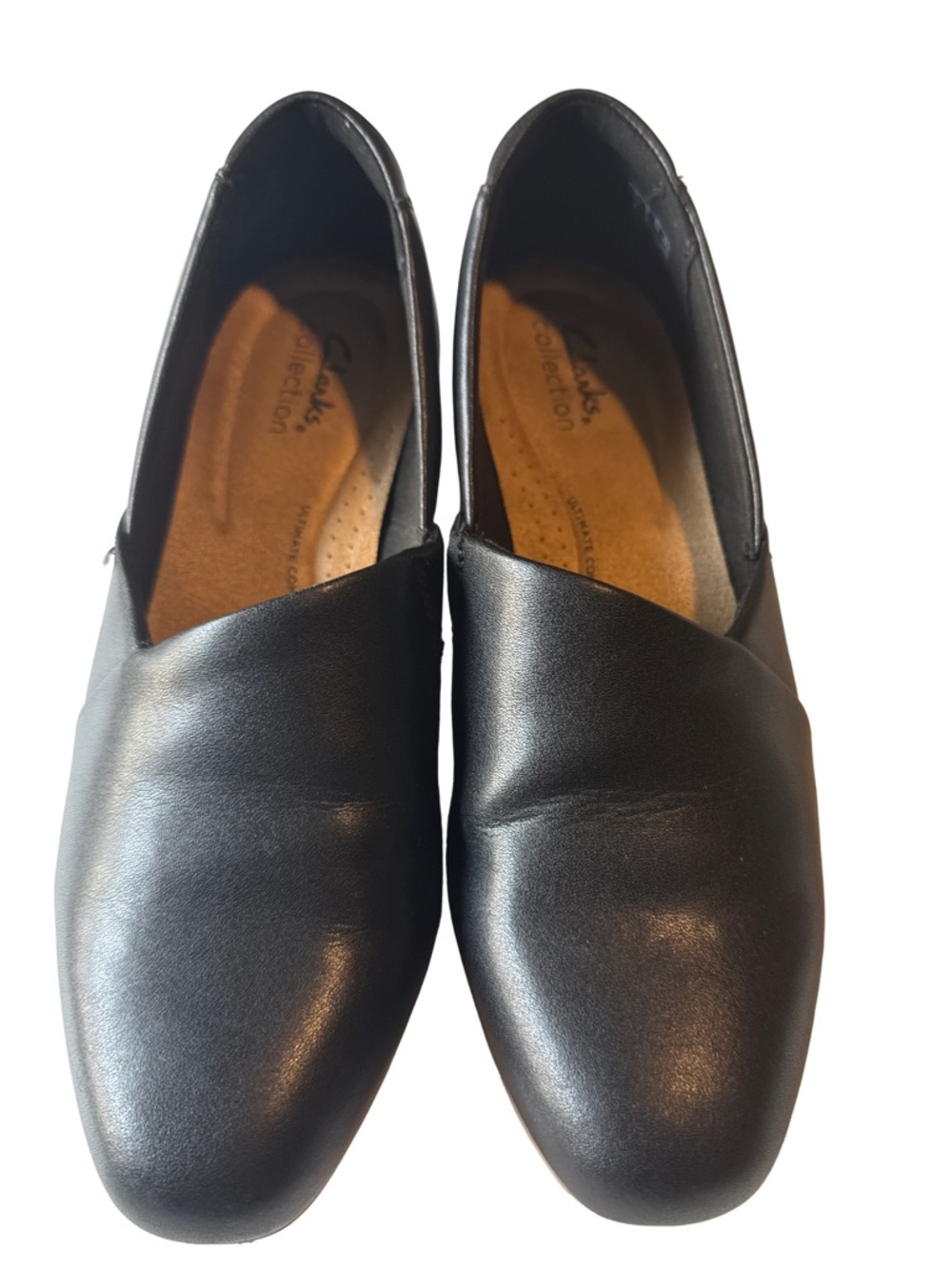 Clarks Black Leather Slip-On Loafers for Women